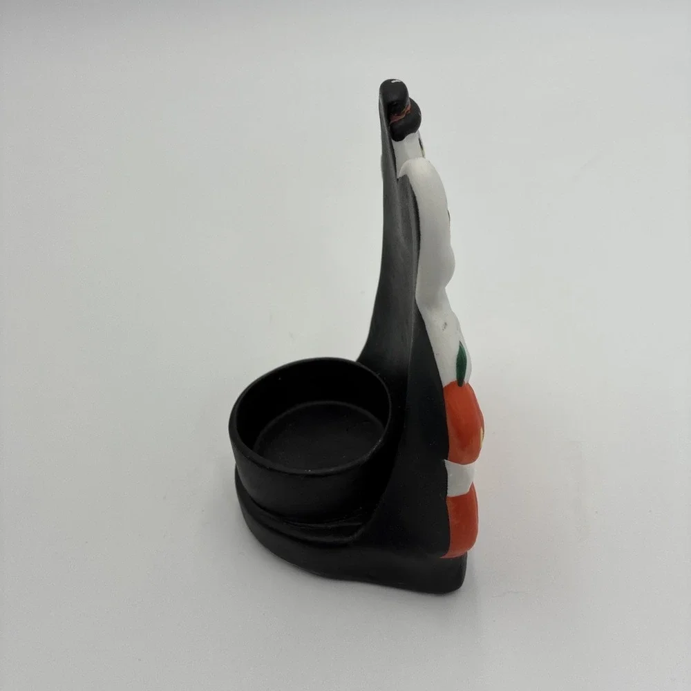 Halloween Ghost Couple Jack-O-Lantern Ceramic Tea Light Candle Holder Figurine